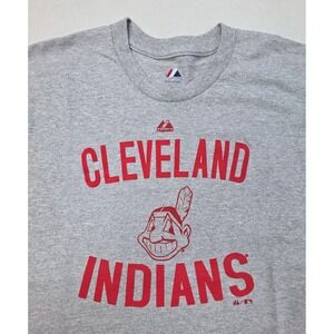 NEW Cleveland Indians T Shirt Men XXL Blue Majestic MLB Baseball Chief Wahoo